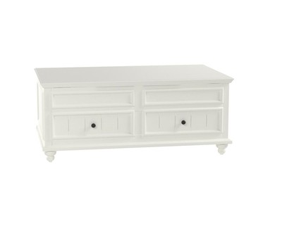 48'' White Wood Lift Top Solid Coffee Table With Two Drawers