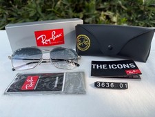Ray-Ban Men's RB3636 Caravan Aviator Sunglasses   Silver Metal Frame