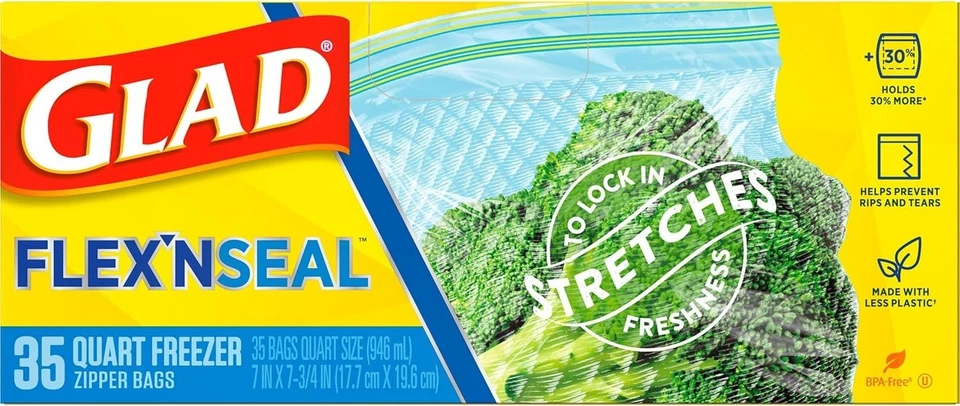 Bolsas de plástico de almacenamiento para congelador GladFlex'N paquete de 35 unidades de paquete de 4 puede variar Foto 3 de 4