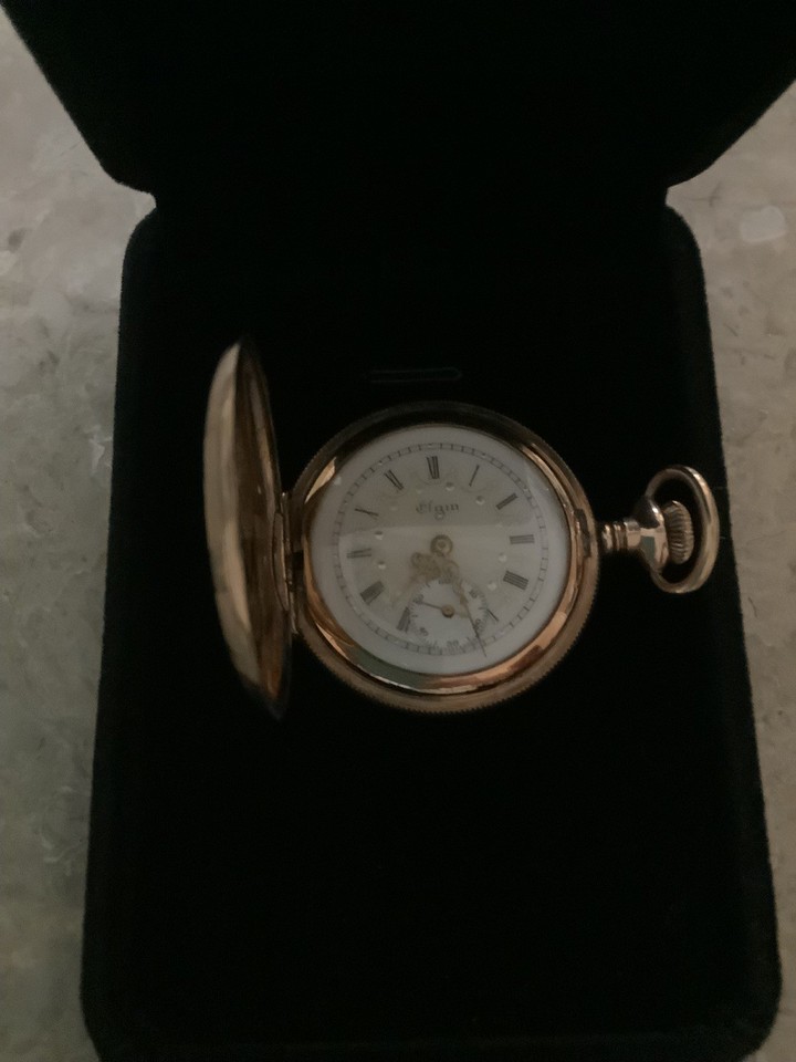 Elgin 1906 7 Jewel Gold Filled Hunting Case Pocket Watch Size 0s Running