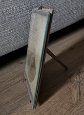 UNUSUAL ANTIQUE FRAME GLASS FRONT & WOODEN BACKBOARD & SUPPORT 11 X 16.5CMS