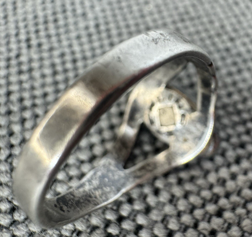 Anello Vintage Navajo Nativi Americani Turchese Stampato Argento Sterling Misura 7 - Foto 5 di 5