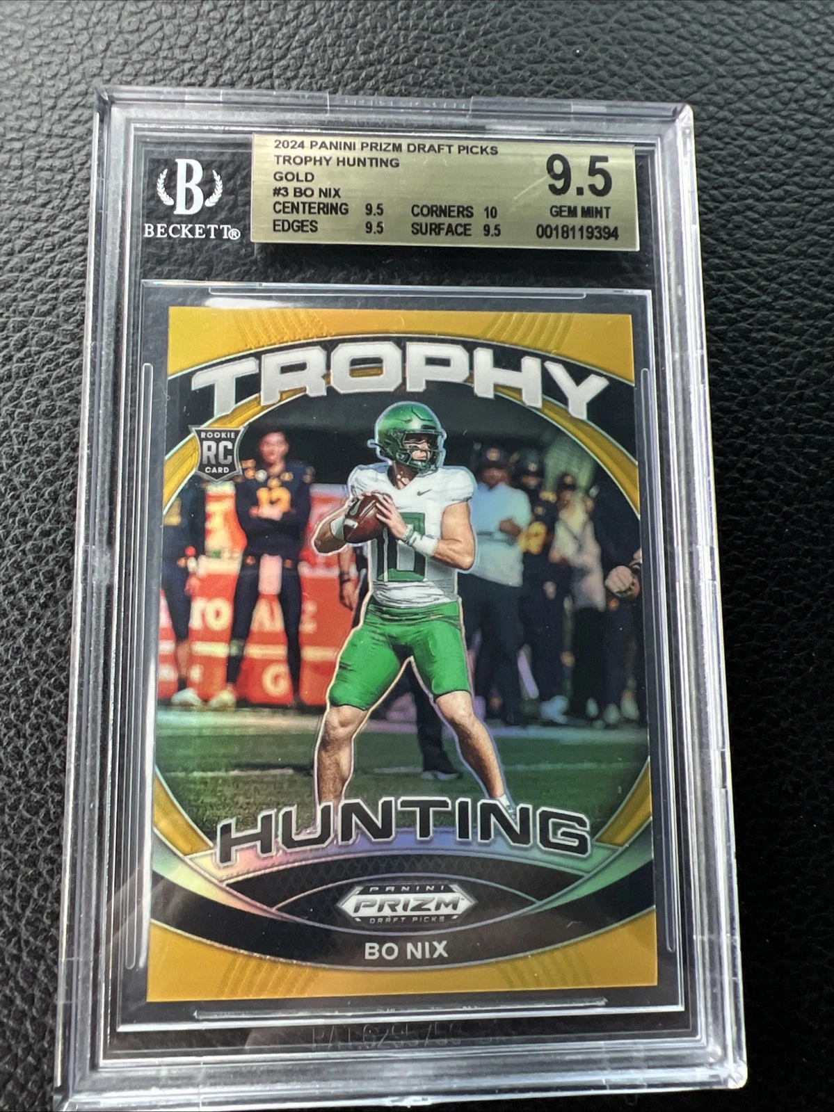 Bo Nix Panini Prizm Draft Picks Trophy Hunting #THBNX Gold Prizm