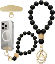 Silicone Beaded Phone Wrist Strap, Phone Bracelet Strap with Tether Tab Elast...