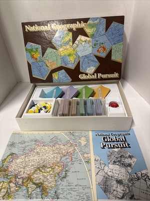VINTAGE Global Pursuit Board Game COMPLETE National Geographic Society 1987 Map