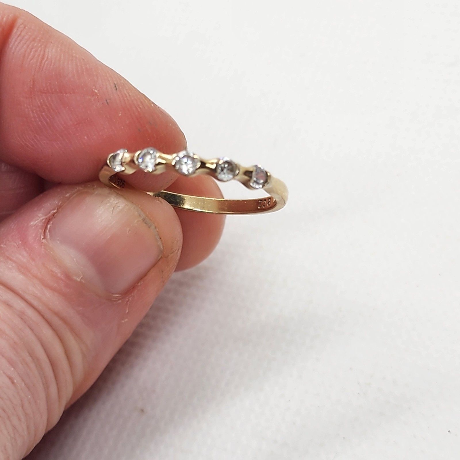 Gold Plate Sterling Silver Ring Stackable Cz Korea - image 9