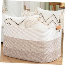 Large Blanket Basket for Living Room, Woven Storage Basket 108L Gradient Brown