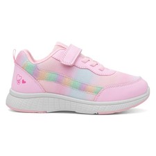Girls Trainers Pink Kids Easy Fasten Multicoloured Elasticated Laces Ombre SIZE