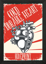 Gerahmtes Wandbild Steampunk robustes Herz Poster Leinwanddruck Bild