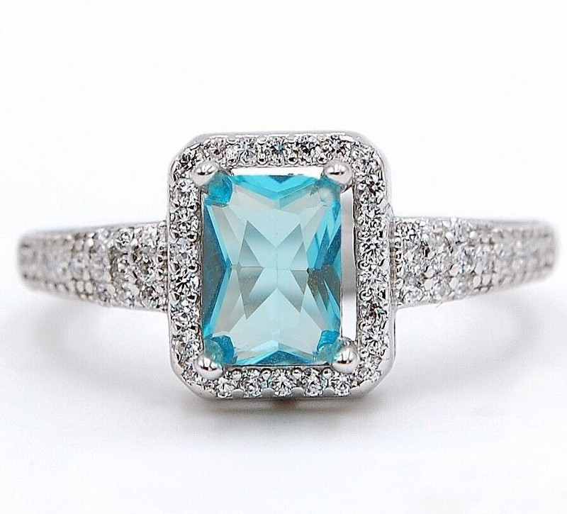 2CT  Aquamarine 925 Sterling Silver Ring Jewelry Sz 7 U3-7