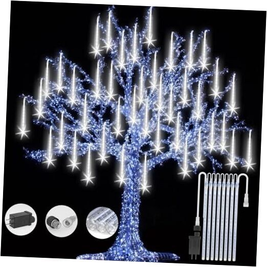 Christmas Lights Meteor Shower Rain Light Falling Rain Lights 8 Tubes White
