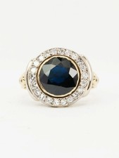 Bague vintage saphir entourage