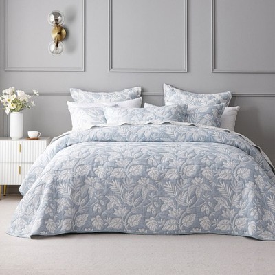 Bianca Laurieton Blue Jacquard Botanical Bedspread Set or Accessories