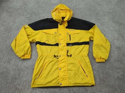 Descente Ski Wear Jacket Mens Large Yellow Long Sleeve Hooded Insulated