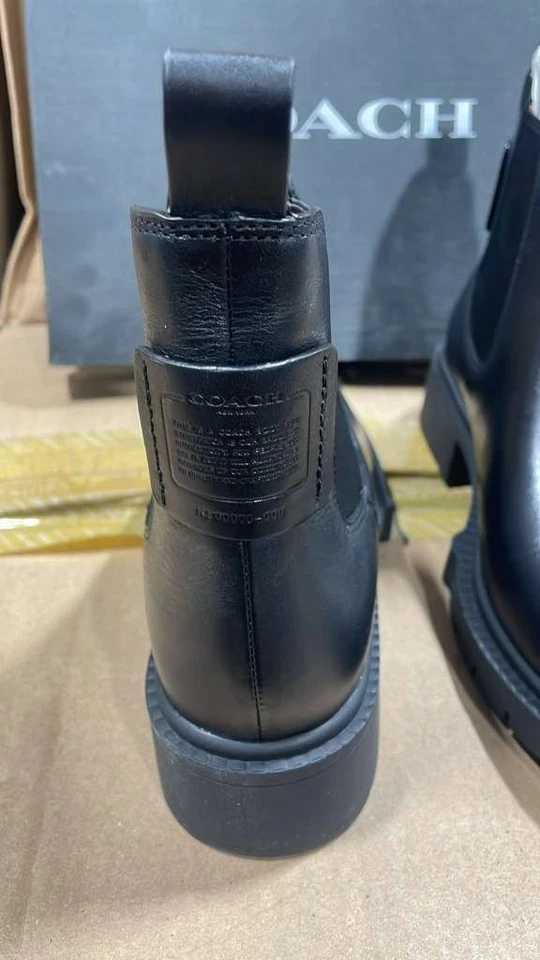 Bota Chelsea Feminina Coach Couro Lyden Preta G5488 Tamanho 7.5 B - Imagem 3 de 4
