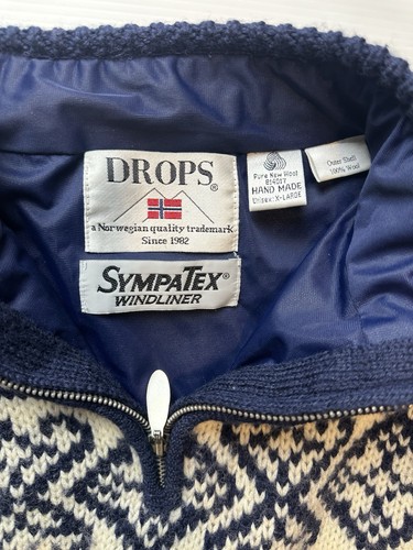 DROPS Size XL Knitwear Sweater Sympatex Windliner Handmade 100% Norwegian Wool - Picture 12 of 17