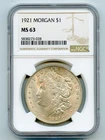 1921 Morgan Silver Dollar $1 NGC MS63