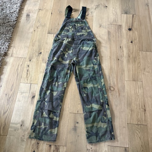 Vintage Liberty Overalls Mens 36x32 Green Camo USA Made Double Knee Woodland