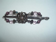 LILLA ROSE FLEXI HAIR CLIP PURPLE PINK METALLIC GRAY BEAD SIZE SMALL