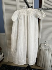 Vintage Christening Dress Gown Cotton Embroidery Lace Insets Kaufmanns