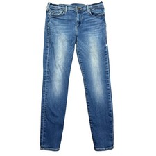 True Religion Halle Mid Rise Super Skinny Jeans Distressed Denim Size 29 Grunge