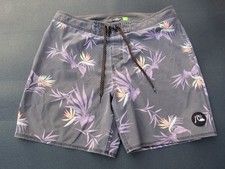 Quiksilver Men's 36 Charcoal Floral Board Shorts Swim Trunks Polyester Stretch