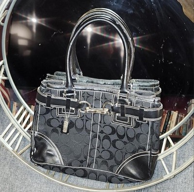 Coach Hamptons Carryall 10246 Black Signature Jacquard Leather