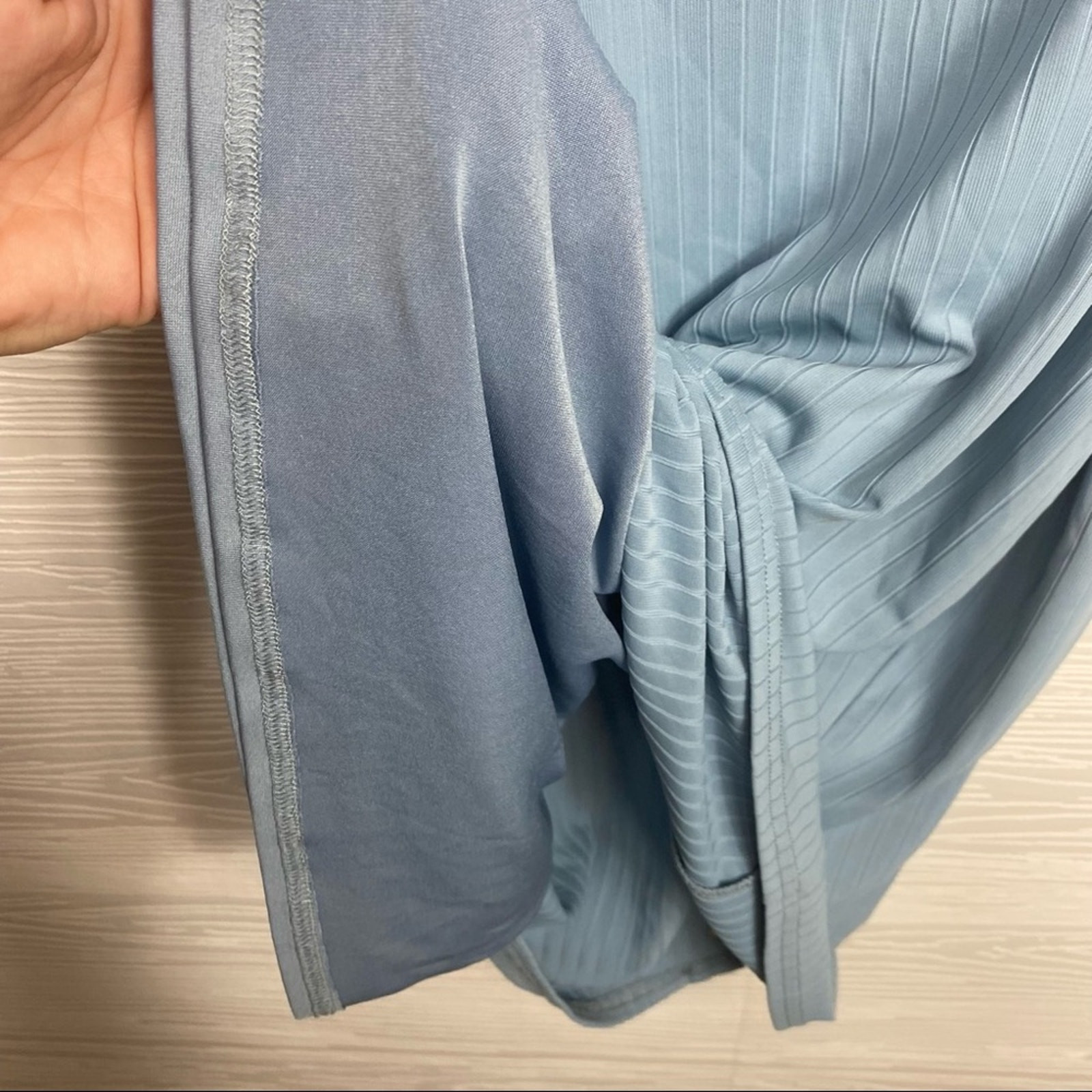 Superdown Revolve Ribbed light blue button front … - image 8