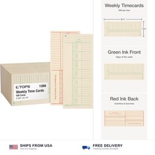 Tops Time cards weekly 2-sided named days 3-3/8x8-1/4 manila 500ct