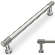6 Pack 10 Inch Brushed Satin Nickel Knurled Kitchen Cabinet Handles Drawer Pulls