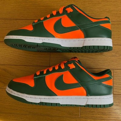 Nike Dunk Low Retro Miami Hurricanes Sneaker Grün Orange Gebraucht