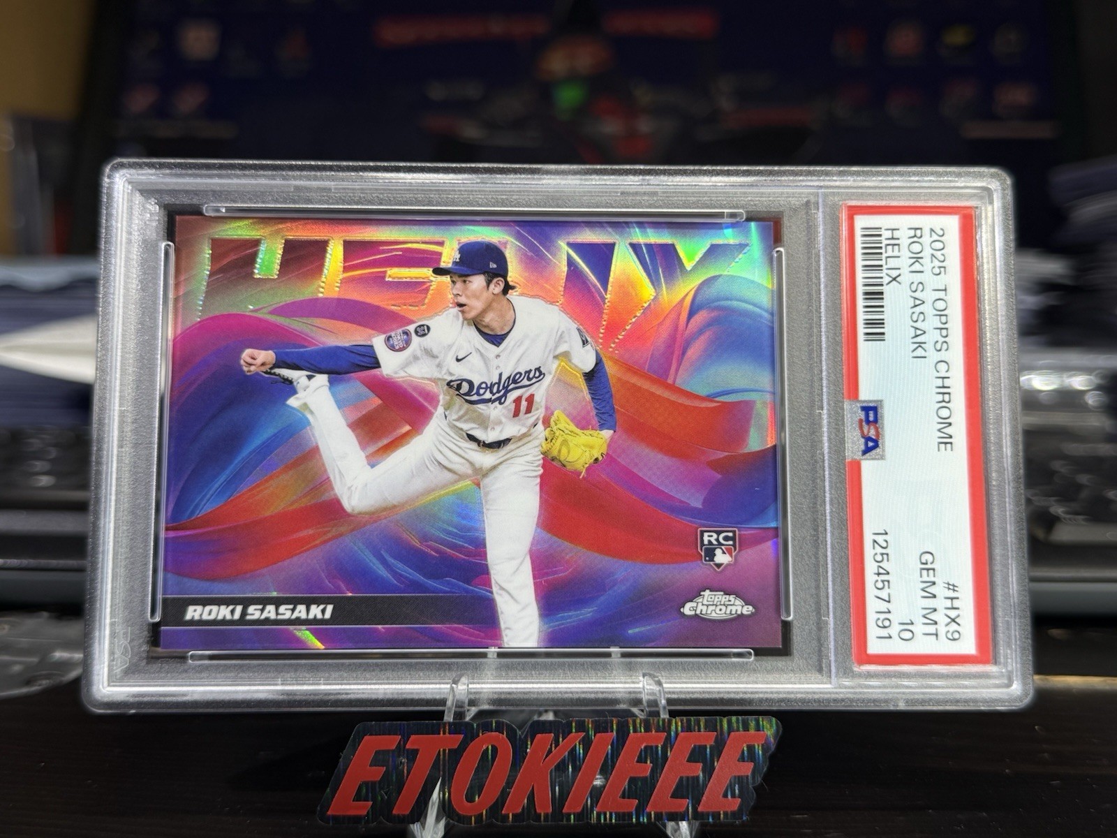 Roki Sasaki RC 2025 Topps Chrome #HX-9 Helix Rookie SSP - PSA 10 🔥 LA Dodgers