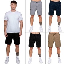 Kruze Mens Shorts Cargo Combat Cotton Chino Summer Half Pants Elasticated Waist