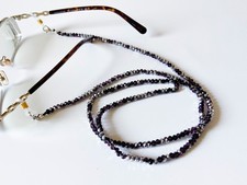Silver Purple Glass Eyeglass Chain Holder. Handmade Reading Glasses Necklace