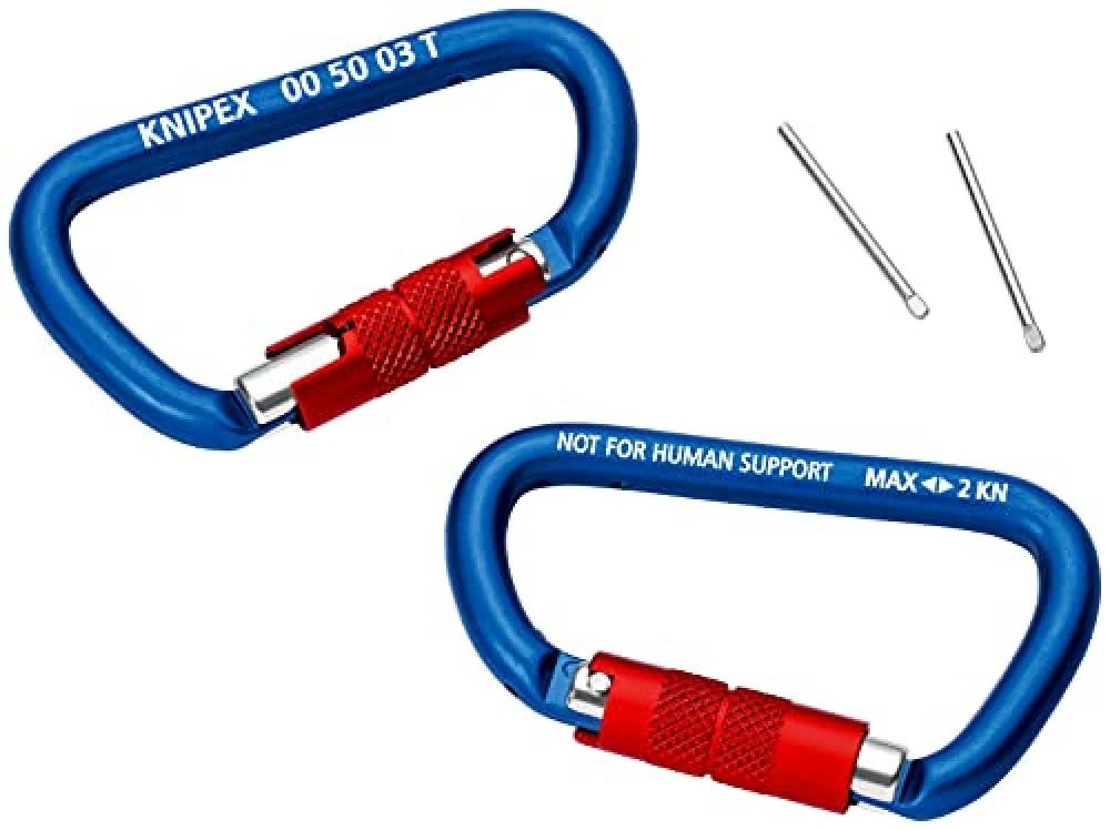 KNIPEX 00 50 03 T BK Moschettone con Twistlock per Lavori in Quota 2 pz