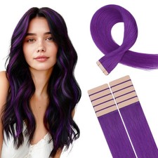 HOTBANANA 20" Purple Tape in Real Remy Human Hair Extensions 10pcs 30g