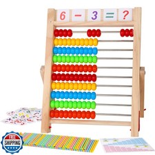 WOODMAM Wooden Abacus for Kids Math, Educational Counting Toy with Counting S