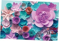 3D Paper Flower Tea Party Backdrop Decorations Happy Birthday Girls Kids 7x5ft