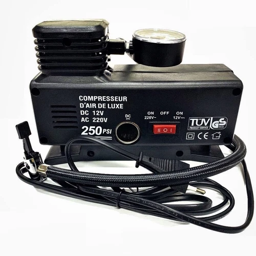 MINI COMPRESSORE COMPATTO AD ARIA CON MANOMETRO PER PNEUMATICI DC 12V E AC 220V