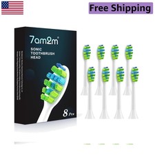 8-Pack Replacement Brush Heads for Sonic Electric Toothbrush - White Nylon