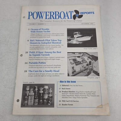#ad Powerboat Reports November 1993 Powercraft Owner Ocean Yacht Trouble Autopilot $14.95