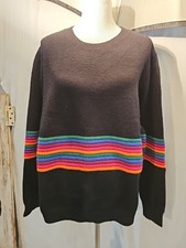Vintage Women's BiBi Sweater 1XL Rainbow Rebound Stripes Cozy Warm SOFT