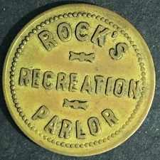 Rock's Recreation Parlor (Goodland, IN) G/F 5c In Trade Token 23mm c1935-45