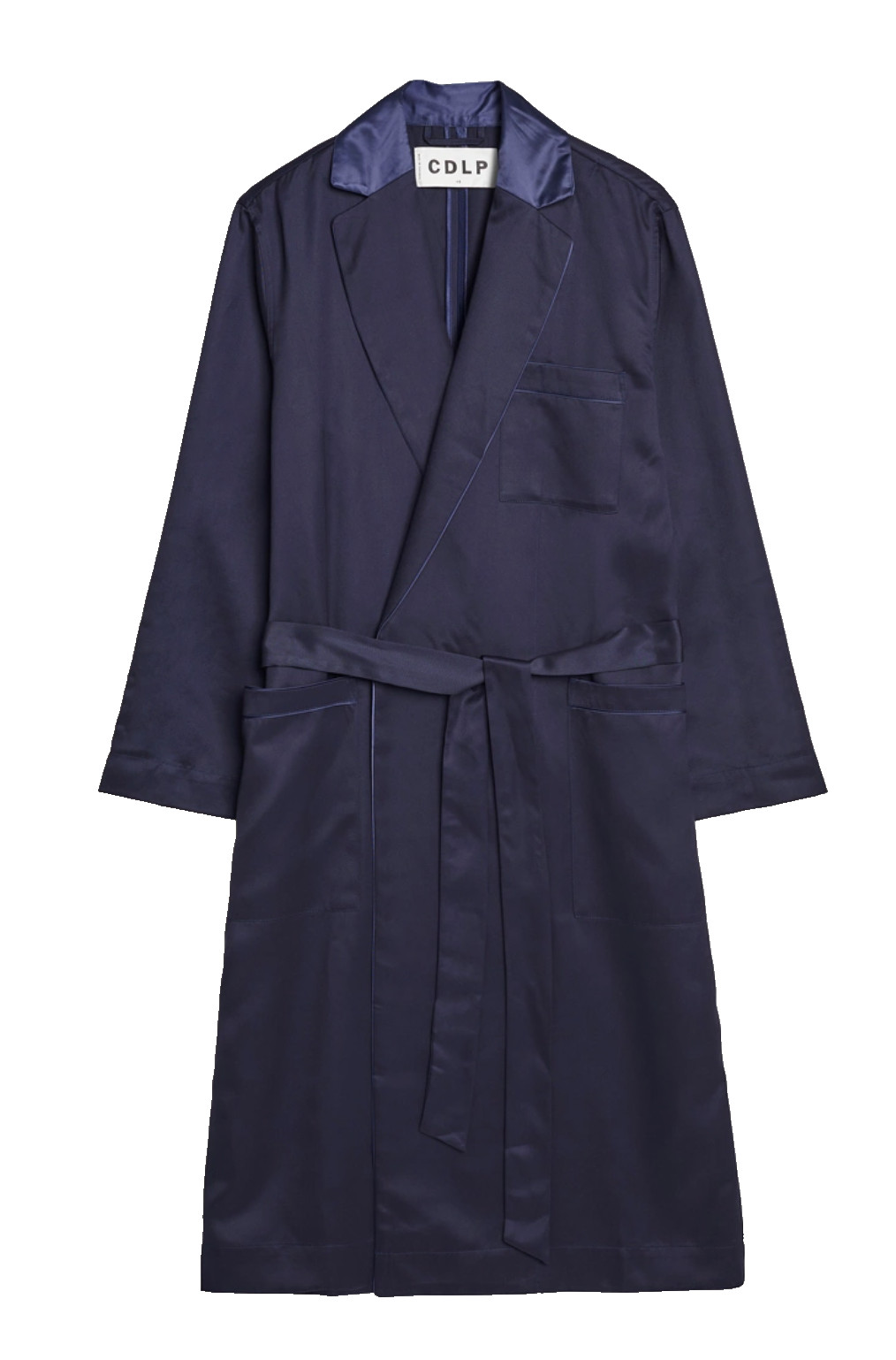 CDLP TENCEL™ LYOCELL Blue Satin Belted Robe Coat Bathrobe Coat Parka New S image 6