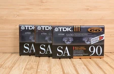 TDK SA 90 Audio Cassette, New & Sealed, Pack of 3, Made in USA