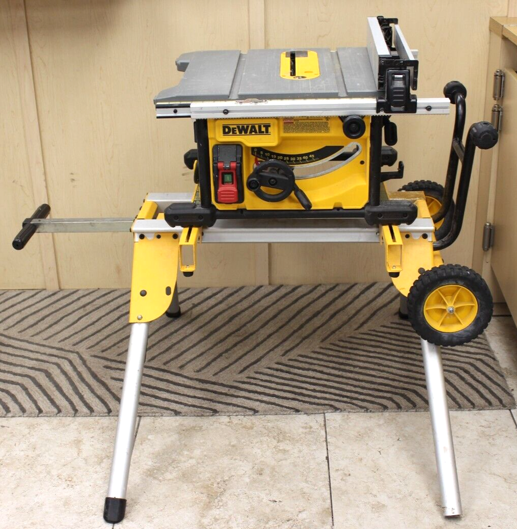DeWALT DWE7485 Jobsite 81/4" Table Saw on DW0744RS Rolling Table Saw