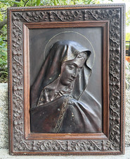 Antico quadro con cornice - gesso e legno - Madonna / arte sacra