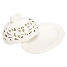 Aljia Porcelain Butter Dish with Lid - Lace Farmhouse Style ,