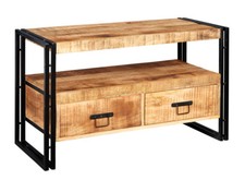 UP-Cycled Industrial Solid Metal & Wood TV Stand with 2 Drawer & Shelf Furniture