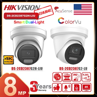 Hikvision 4K 8MP ColorVu IP Camera Dual Light IR+Full Color DS-2CD2387G2H-LIU US